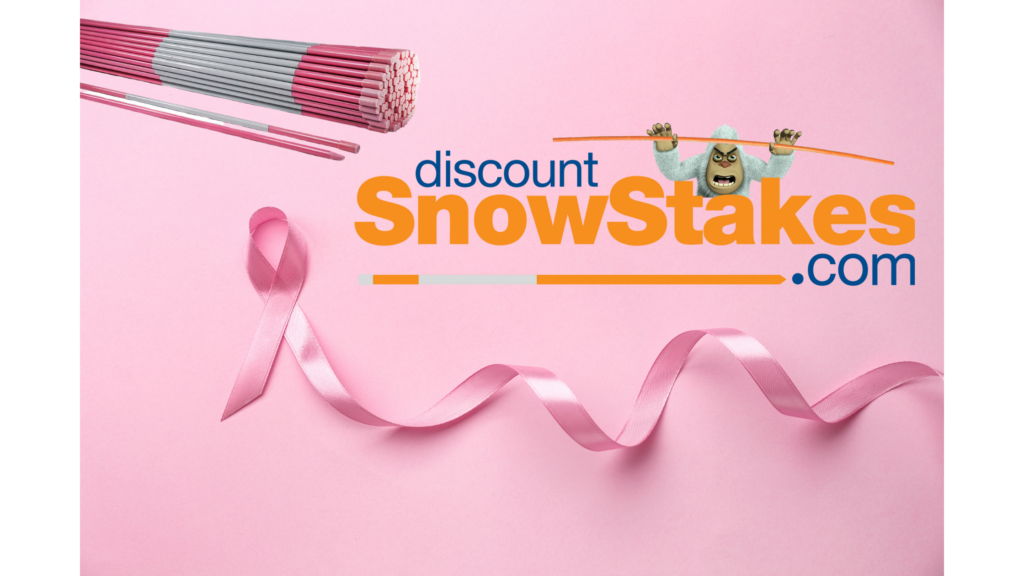pink snow stakes, breast cancer awareness