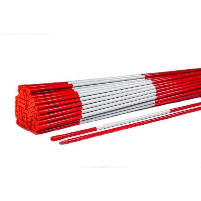 red snow stakes, red driveway markers